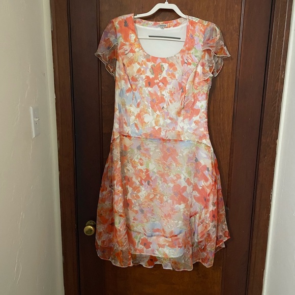 J. Peterman Silk Floral Ruffle Sleeve Dress - Picture 3 of 6